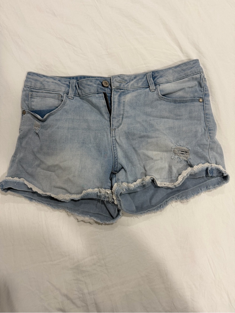 Arizona Jean Company Light Wash Distressed Denim Shorts